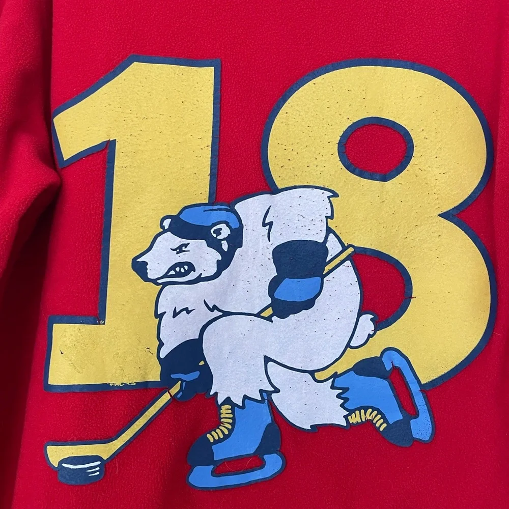 LANDS END Kids Fleece Red Hockey Pajama Top size 8